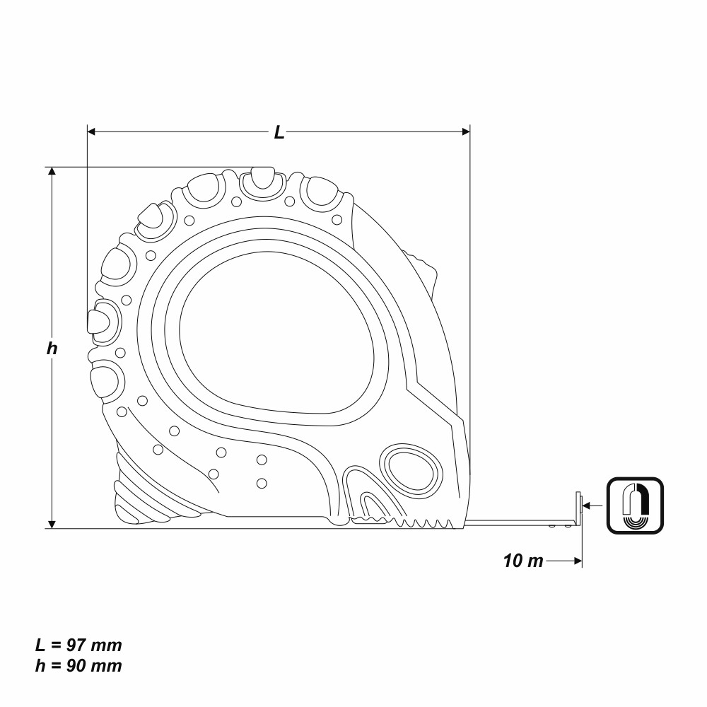 10 m Rollmaßband Maßband Bandmaß Metermaß Rollmeter magnetische Endhaken