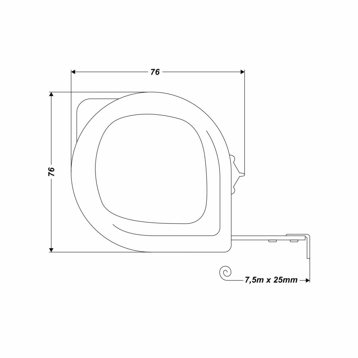 7,5 m Rollmaßband (25 mm Band) Maßband Bandmaß Metermaß Rollmeter