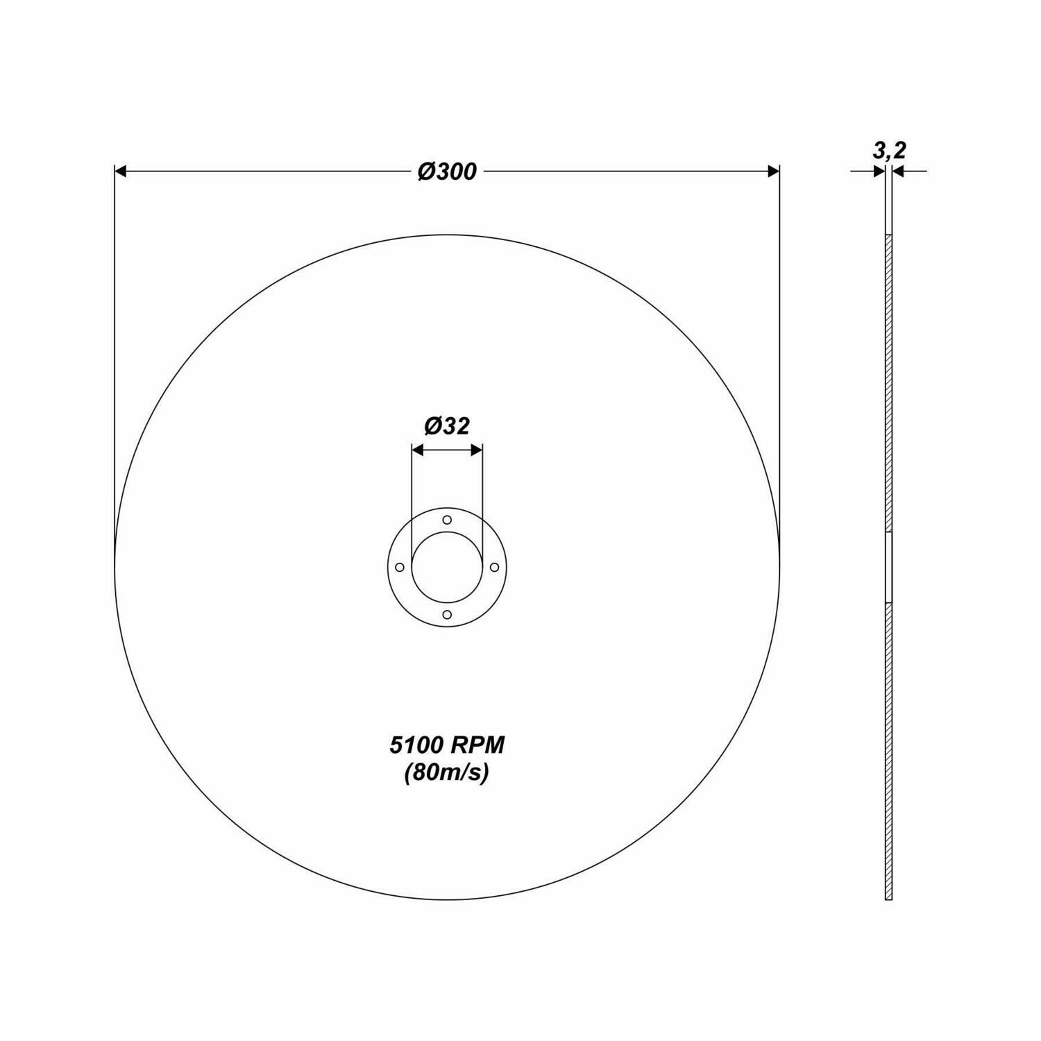 Trennscheibe für Metall INOX [300 x (25,4x32,0) x 3,2 mm]