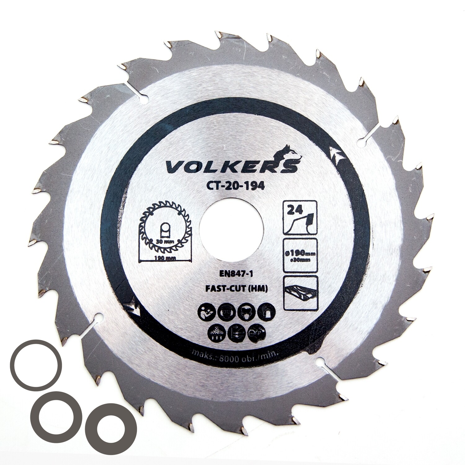 HM Kreissägeblatt Ø 190 x 30 / 25,4 / 20 / 16 mm 24 Zähne Sägeblatt für Holz