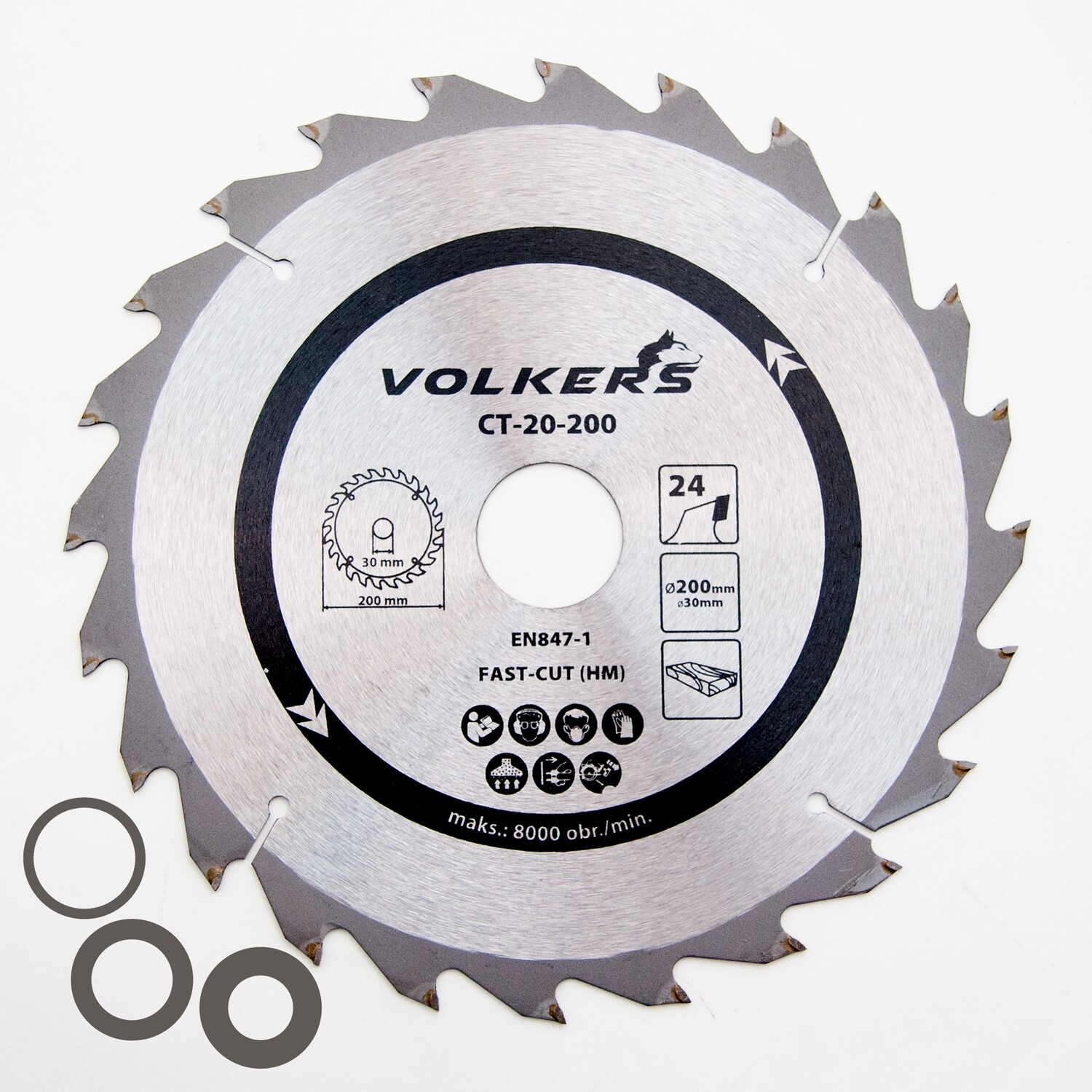 HM Kreissägeblatt Ø 200 x 30 / 25,4 / 20 / 16 mm 24 Zähne Sägeblatt für Holz