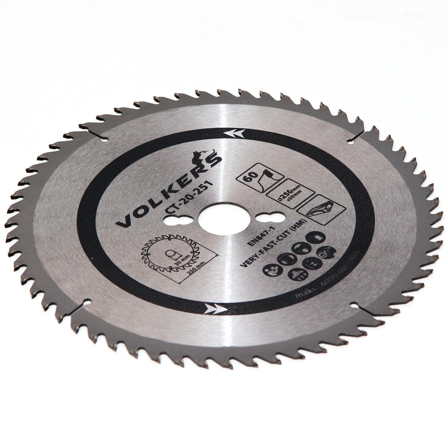 HM Kreissägeblatt Ø 250 x 30 / 25,4 / 20 / 16 mm 60 Zähne Sägeblatt für Holz