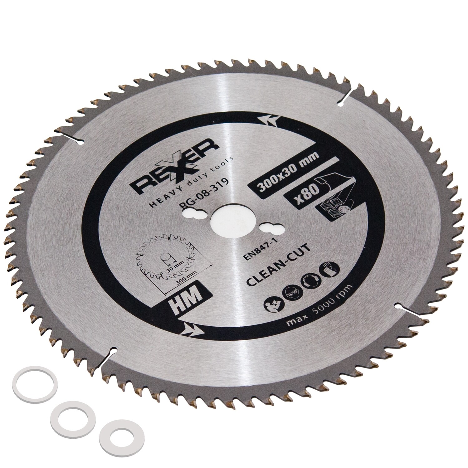 HM Kreissägeblatt Ø 300 x 30 / 25,4 / 20 / 16 mm 80 Zähne Sägeblatt für Holz