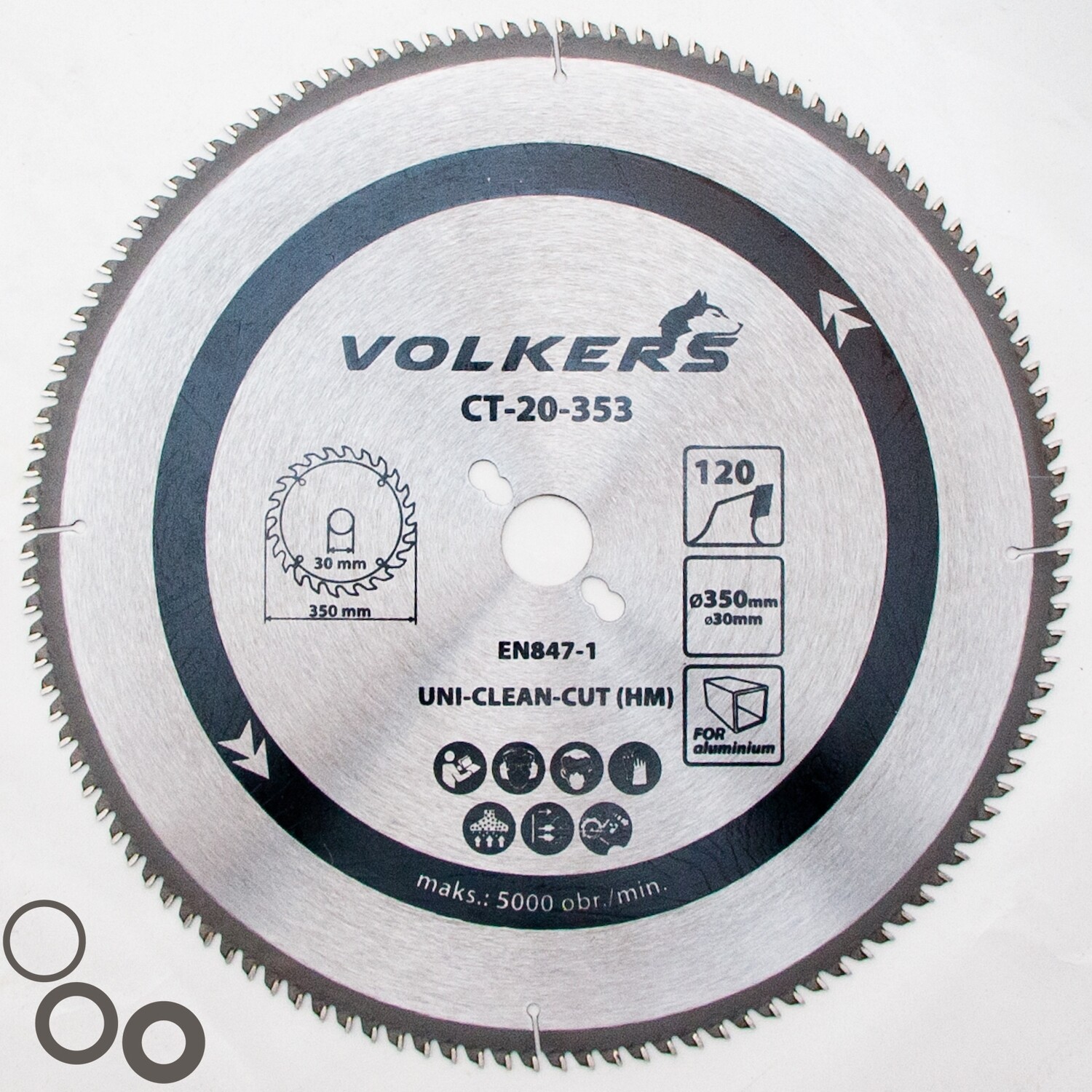 HM Kreissägeblatt Ø 350 x 30 / 25,4 / 20 / 16 mm 120 Zähne Sägeblatt Holz Alu