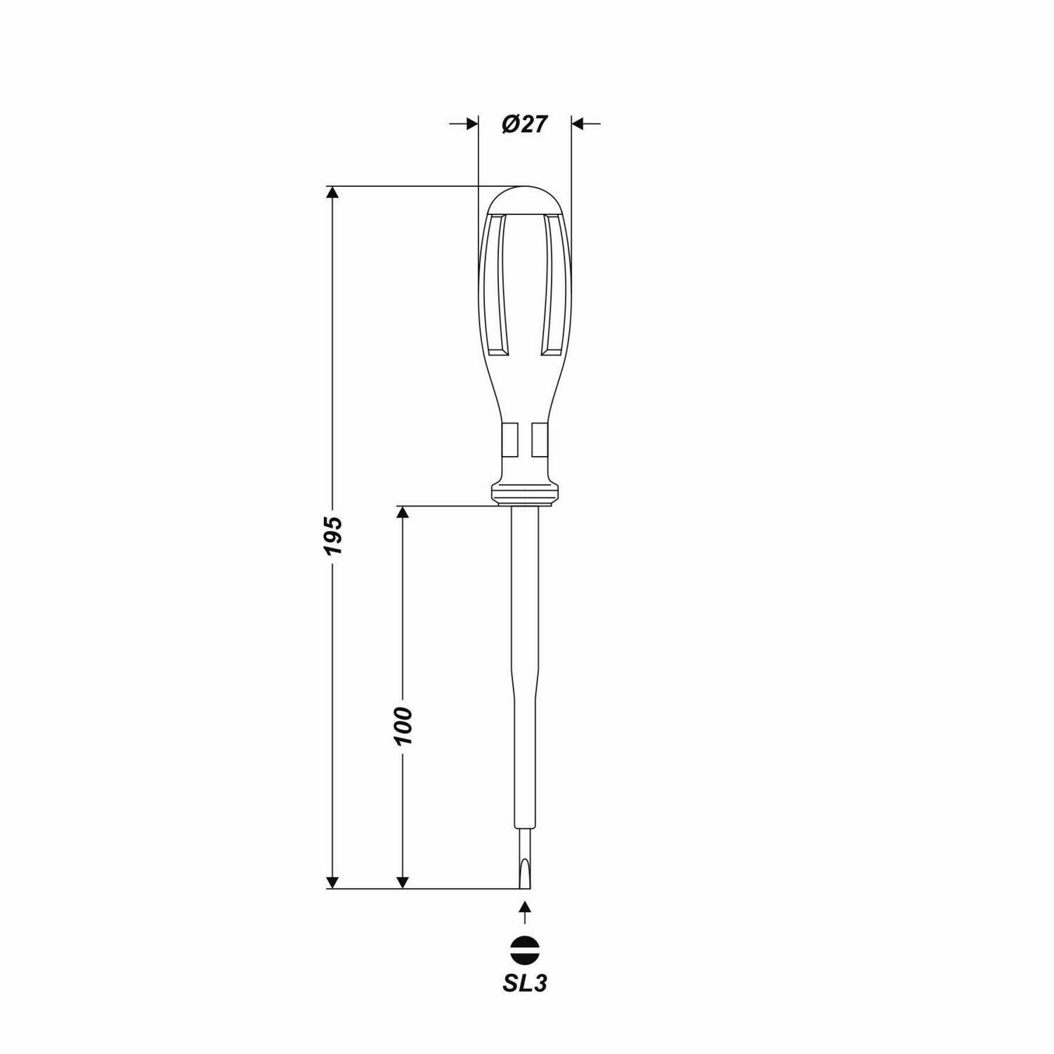SL 3.0 x 100 mm Schlitz Elektriker Schraubendreher isoliert bis 1000 V AC