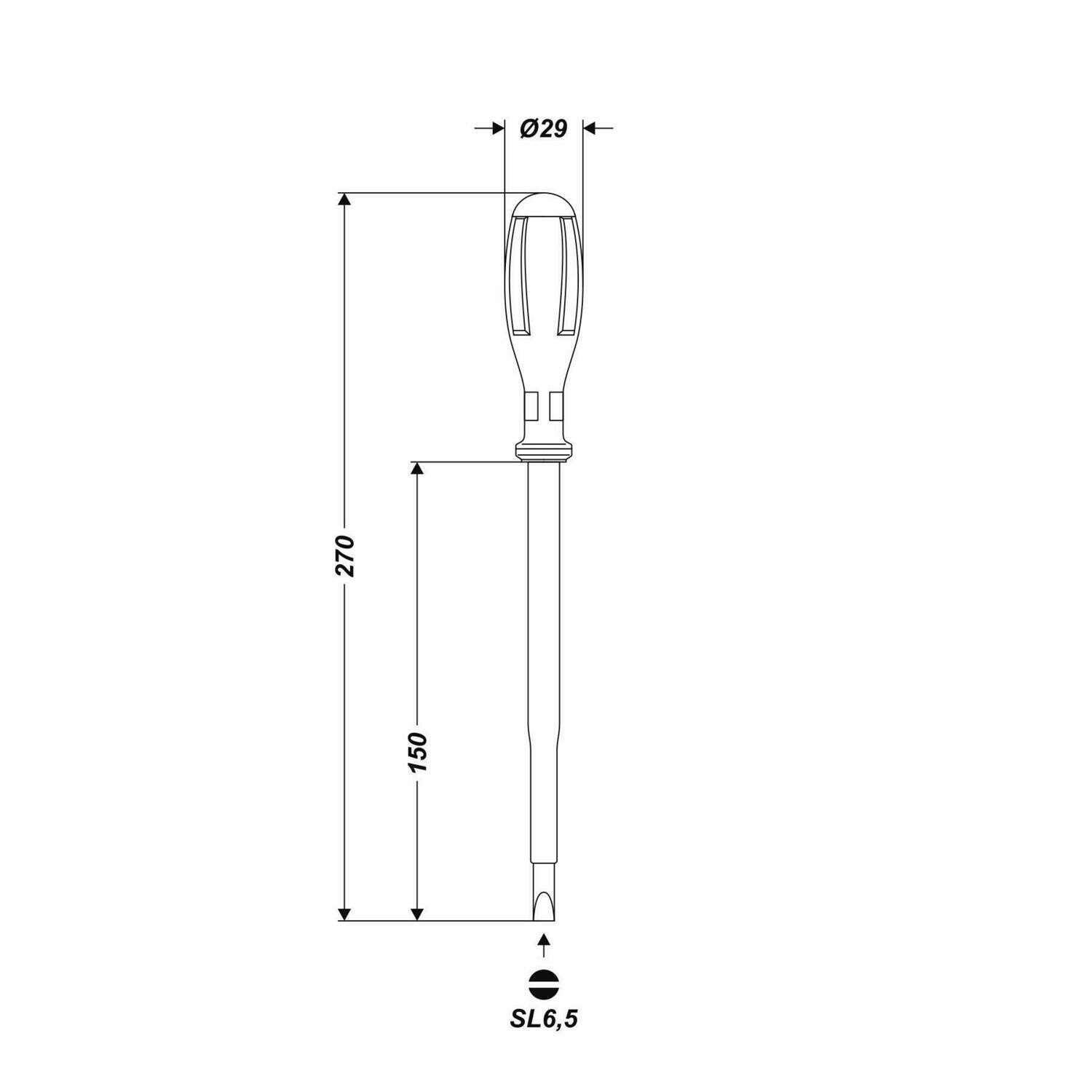 SL 6.5 x 150 mm Schlitz Elektriker Schraubendreher isoliert bis 1000 V AC