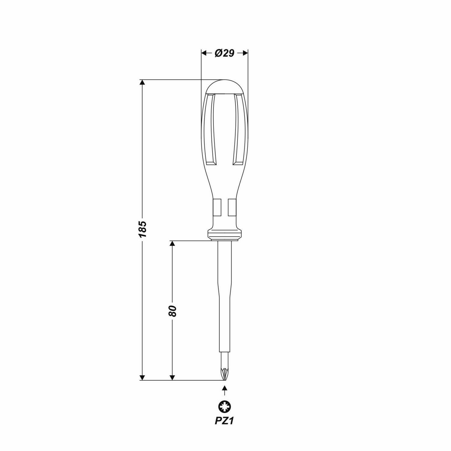 PZ1 x 80 mm Kreuz Elektriker Schraubendreher isoliert bis 1000 V AC