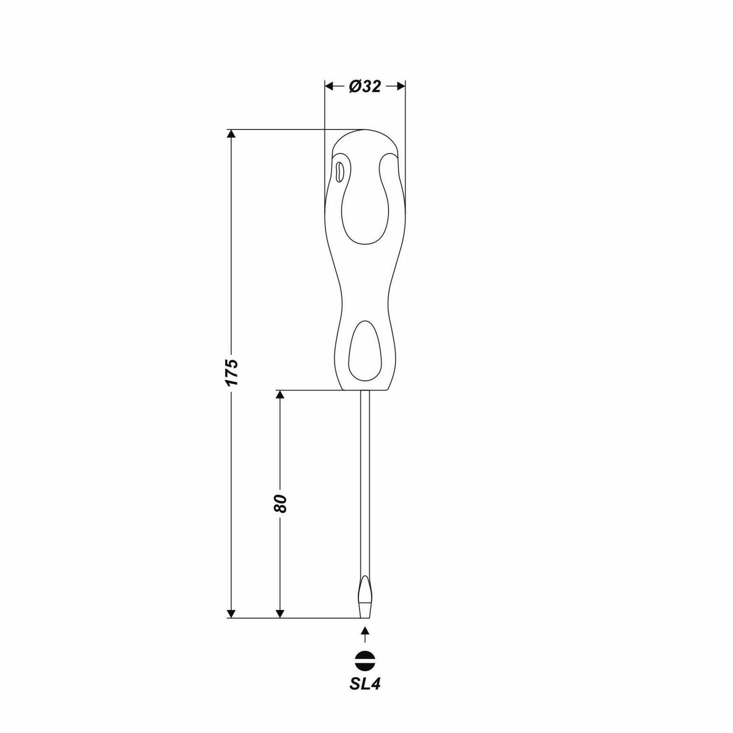 Cr-V Schlitz Magnet Schraubendreher 4 x 175 mm Arbeitslänge 80 mm CrV Flach Flat