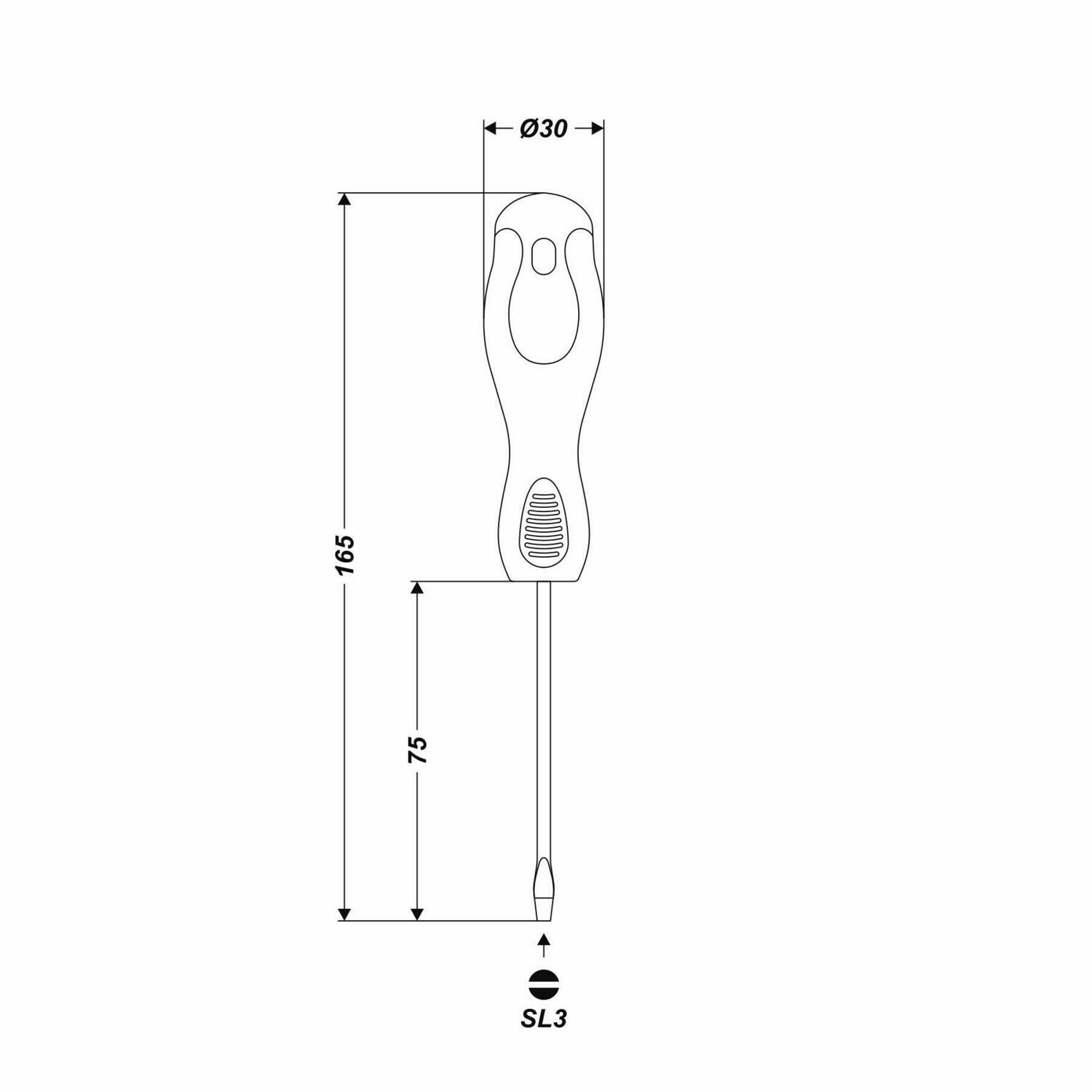 Cr-V Schlitz Magnet Schraubendreher 3 x 165 mm Arbeitslänge 75 mm CrV Flach Flat