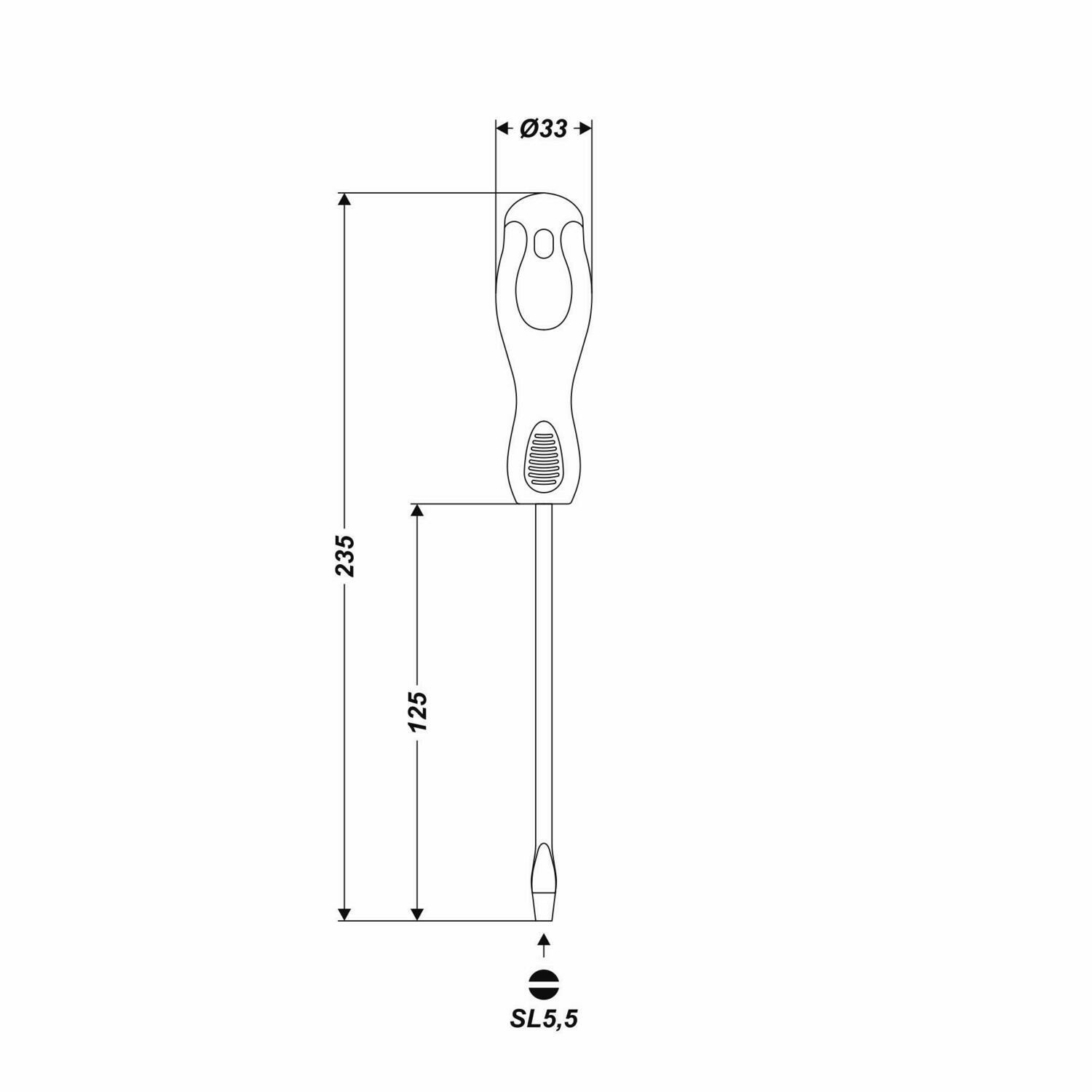 Cr-V Schlitz Magnet Schraubendreher 5,5 x 225 mm Arbeitslänge 125 mm Flach Flat