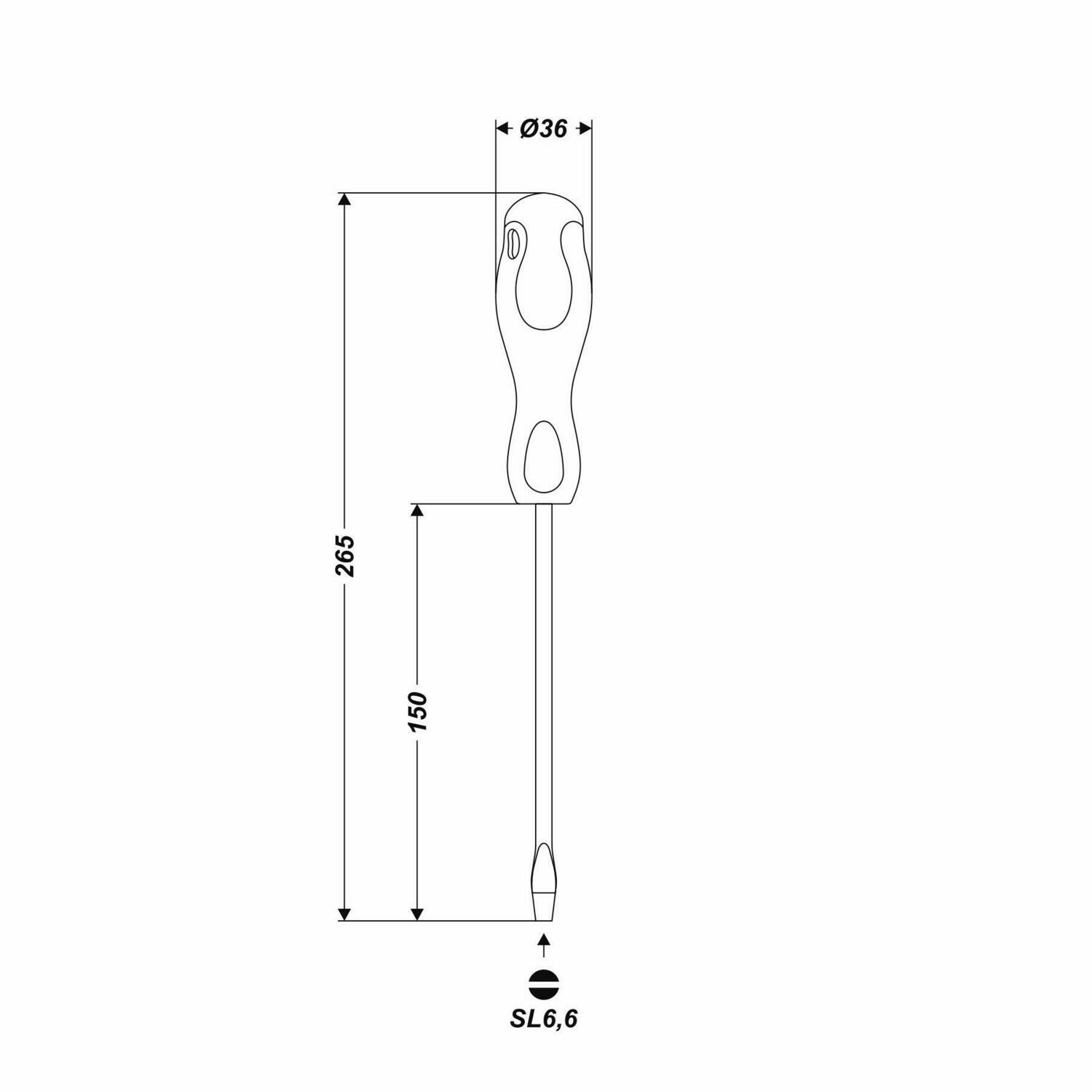Cr-V Schlitz Magnet Schraubendreher 6,6 x 265 mm Arbeitslänge 150 mm Flach Flat