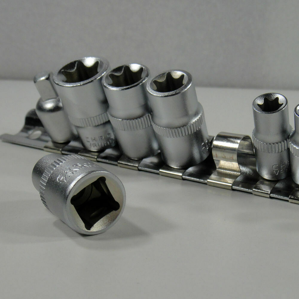Steckschlüssel Satz Schraubnuss Kfz Werkzeug Torx Nüsse 9 tlg + Metallschiene