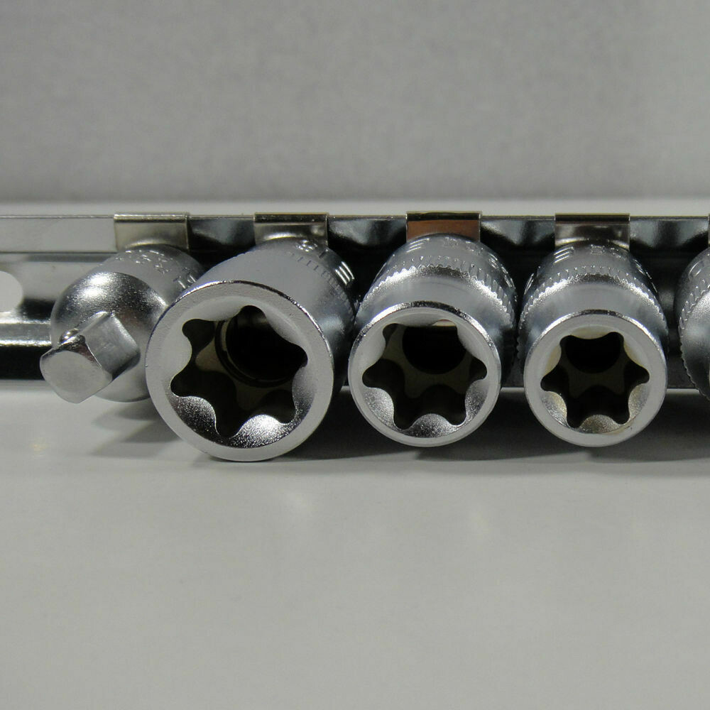 Steckschlüssel Satz Schraubnuss Kfz Werkzeug Torx Nüsse 9 tlg + Metallschiene