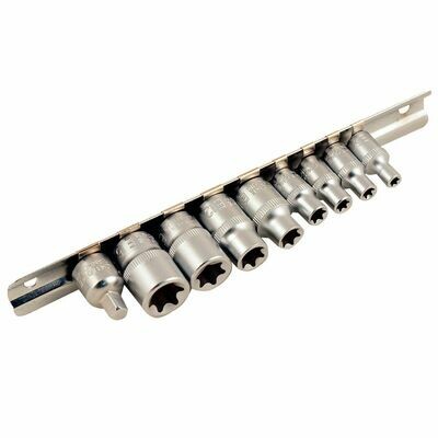 Steckschlüssel Satz Schraubnuss Kfz Werkzeug Torx Nüsse 9 tlg + Metallschiene