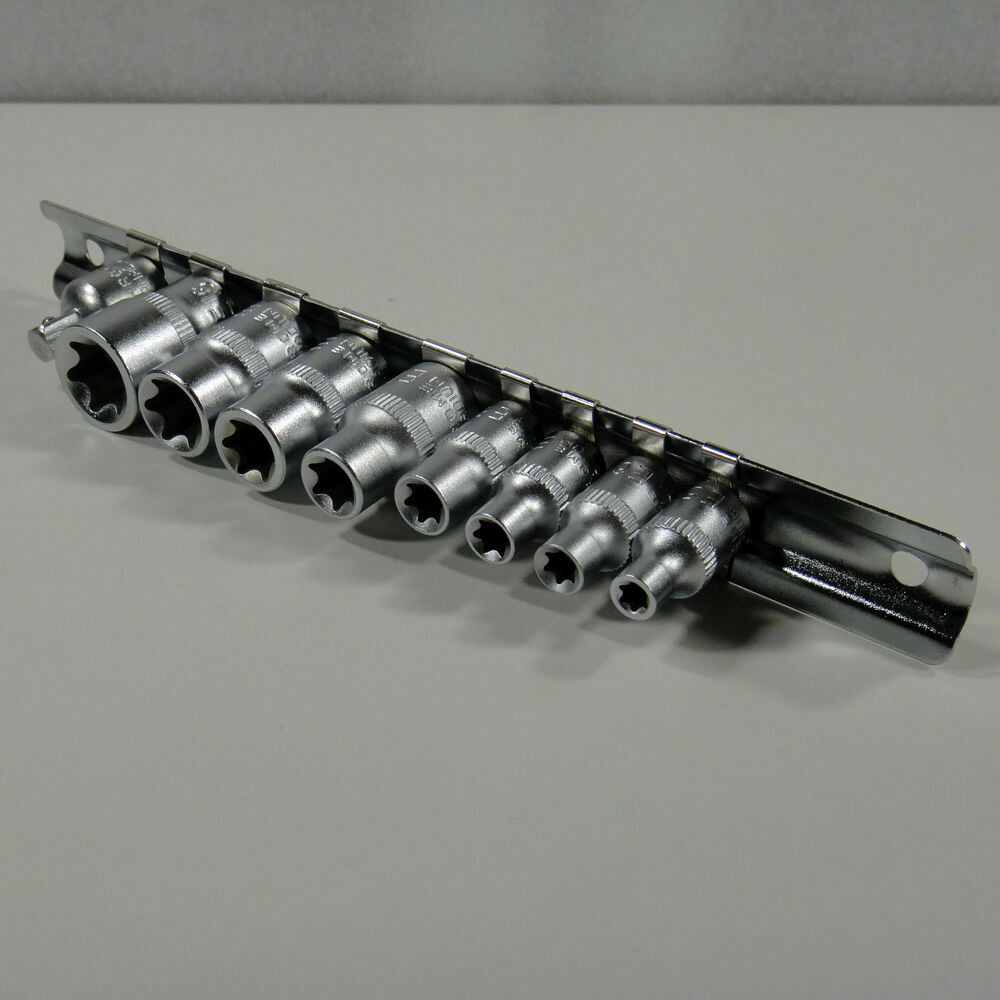Steckschlüssel Satz Schraubnuss Kfz Werkzeug Torx Nüsse 9 tlg + Metallschiene