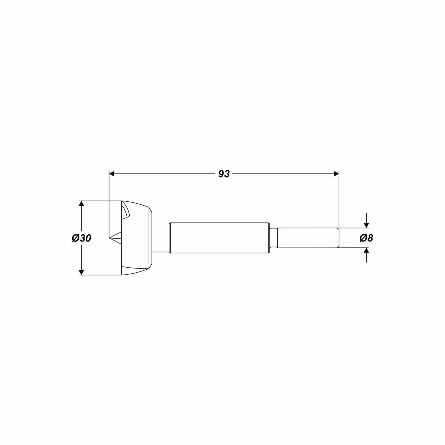 Forstnerbohrer Ø 30 x 93 mm Schaft 8 mm Topfbohrer Astlochbohrer Holzbohrer