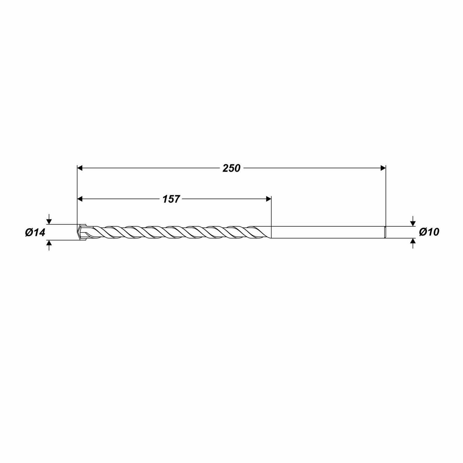 Betonbohrer Ø 14 x 250 mm Steinbohrer Universalbohrer runde Schaft Ø 10 mm