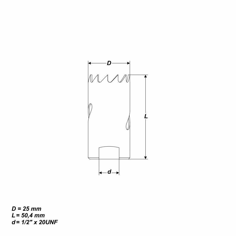 Ø 25 mm HSS BiM Lochsäge Bohrkrone 1/2" x 20 UNF für Metall Holz Inox