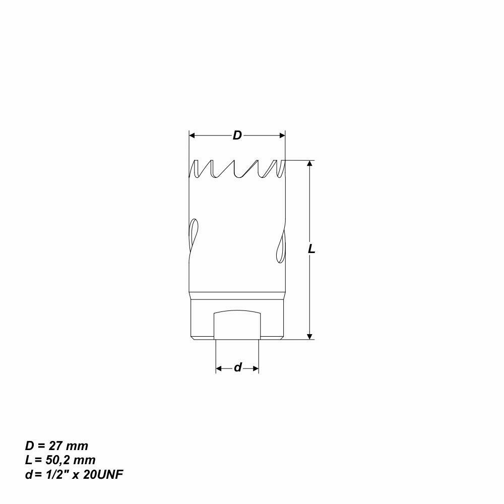 Ø 27 mm HSS BiM Lochsäge Bohrkrone 1/2" x 20 UNF für Metall Holz Inox