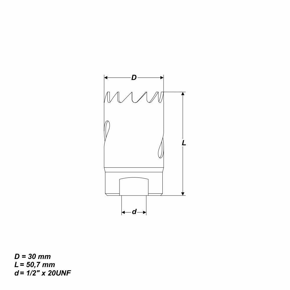 Ø 30 mm HSS BiM Lochsäge Bohrkrone 1/2" x 20 UNF für Metall Holz Inox