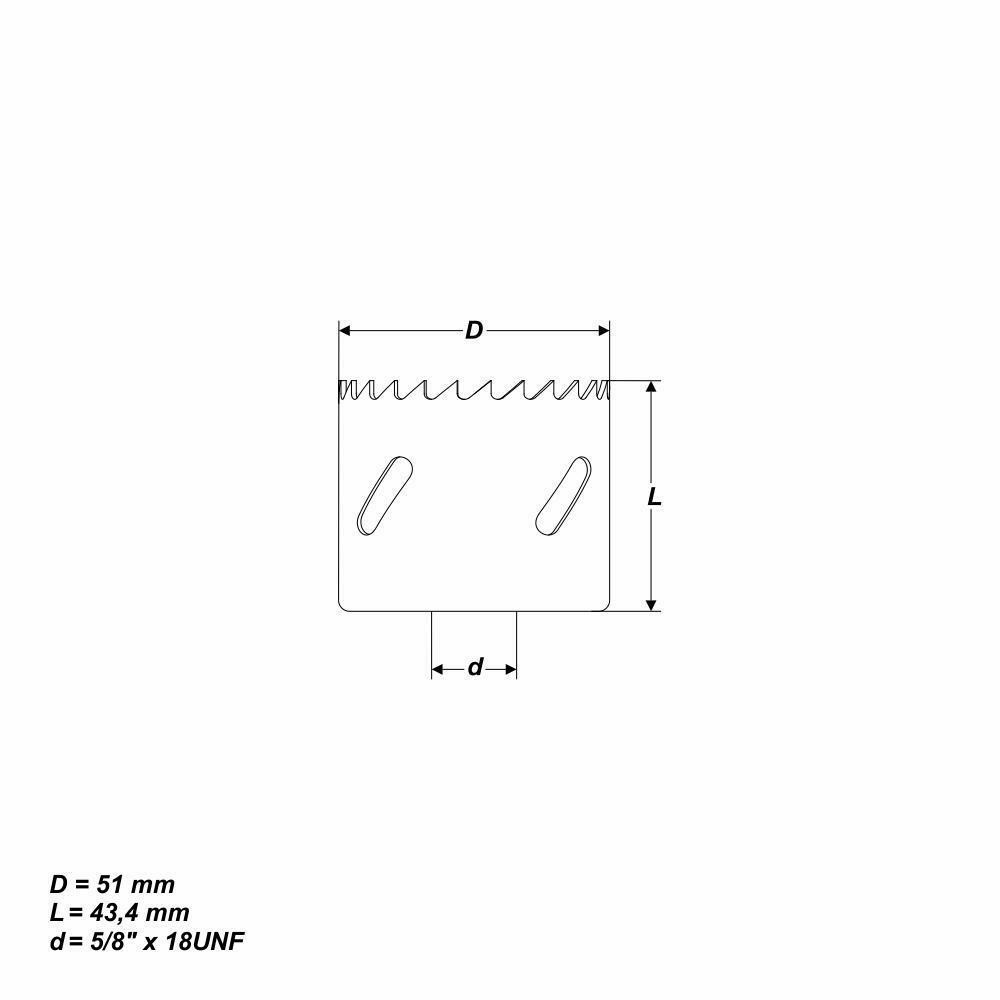 Ø 51 mm HSS BiM Lochsäge Bohrkrone 5/8" x 18 UNF für Metall Holz Inox
