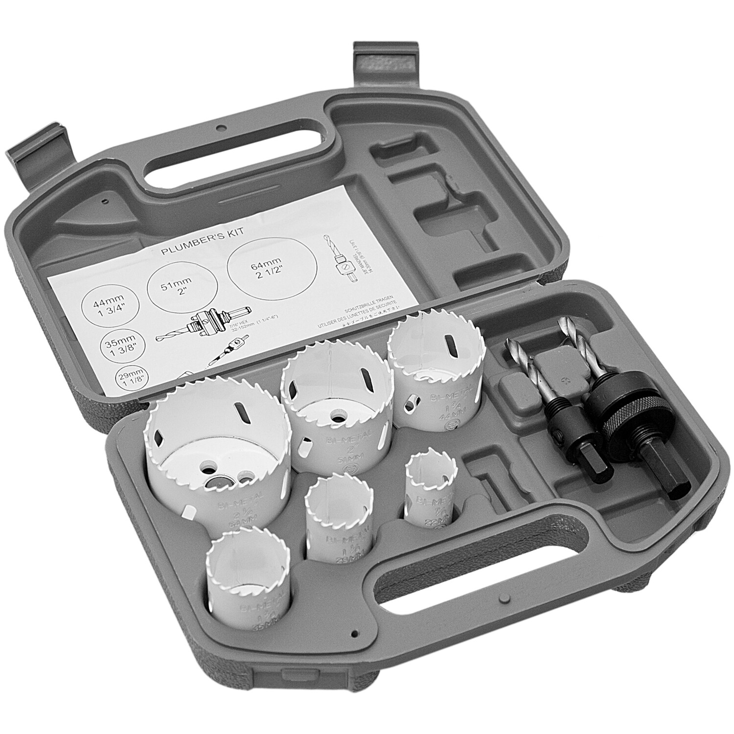 Ø 22 - 64 mm HSS BiM Lochsäge Satz 8 tgl Bohrkrone für Metall Holz Inox