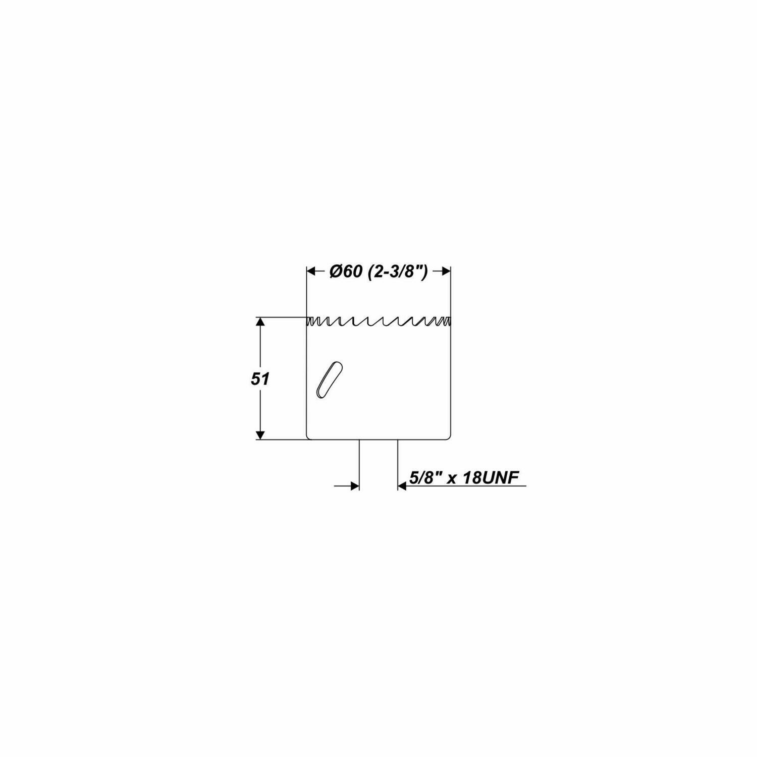 Ø 60 mm 45 mm Bohrtiefe HSS BiM Lochsäge Bohrkrone 5/8" x 18 UNF für Metall Holz