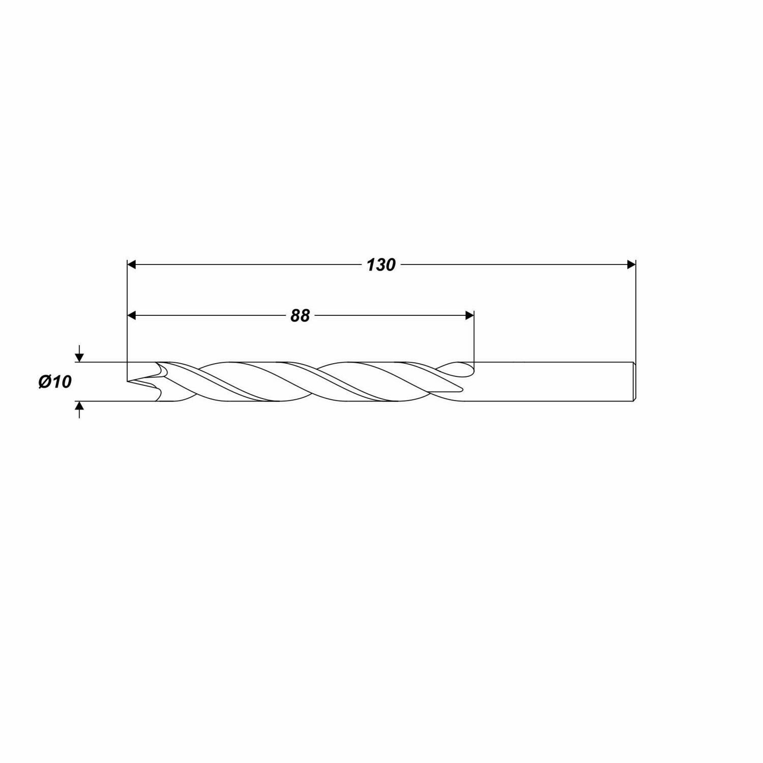 Ø 10 x 130 mm Spiralholzbohrer Holzbohrer Spieralbohrer für Holz Schaft Ø 10 mm