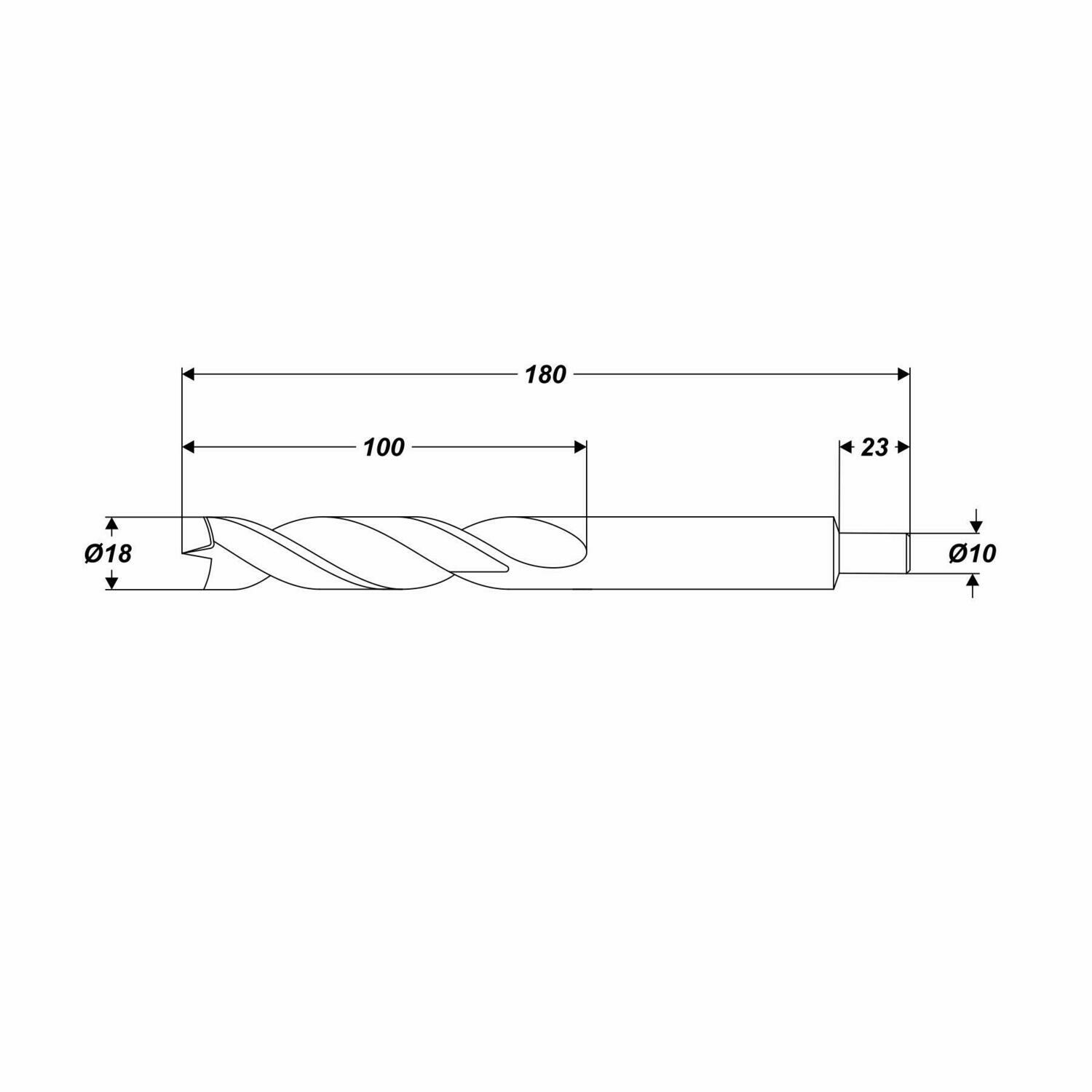 Ø 18 x 180 mm Spiralholzbohrer Holzbohrer Spieralbohrer für Holz Schaft Ø 10 mm