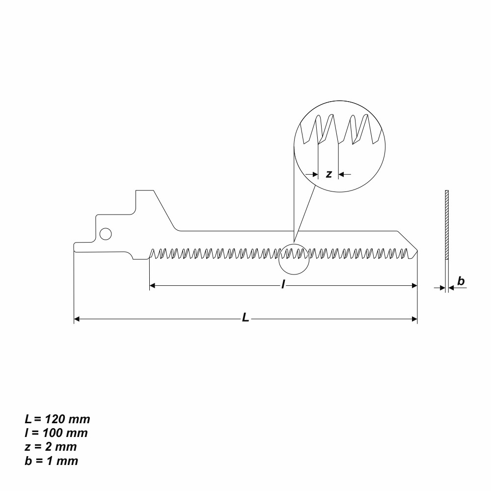 HCS Säbelsägeblatt 120 mm Z 2 mm Sägeblatt Sabelsägeblatt für Holz PVC