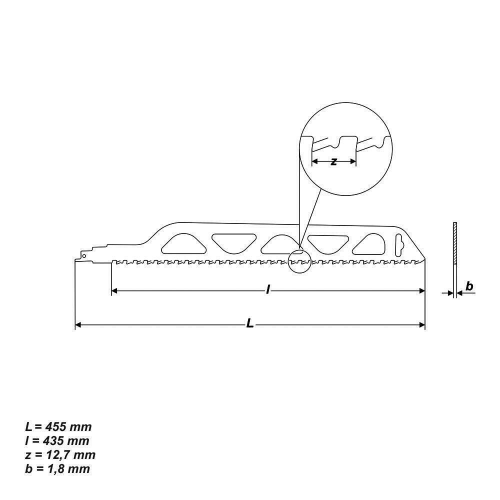 HM Säbelsägeblatt für Gasbeton 455 mm Z 12,7 mm Sägeblatt Poroton Porenbeton
