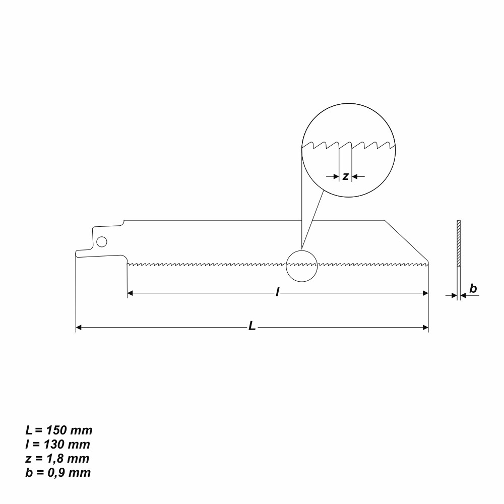 BiM Säbelsägeblatt 150 mm Z 1,8 mm Sägeblatt Sabelsägeblatt für Holz Metal