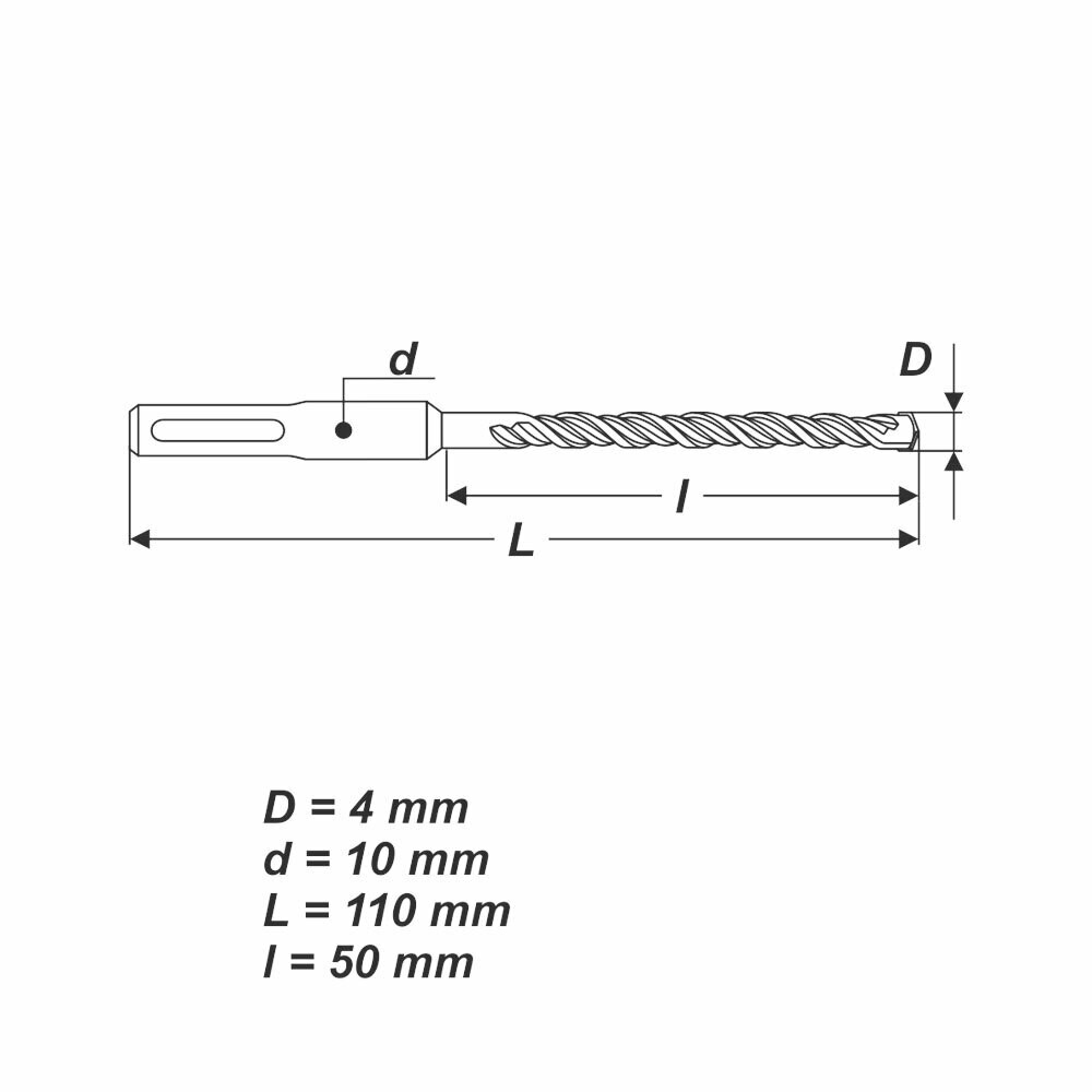 SDS Plus Ø 4 x 110 mm Betonbohrer Hammerbohrer Bohrer für Stein Mauerwerk Beton