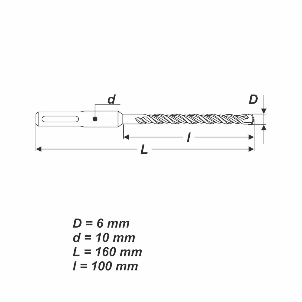 SDS Plus Ø 6 x 160 mm Betonbohrer Hammerbohrer Bohrer für Stein Mauerwerk Beton