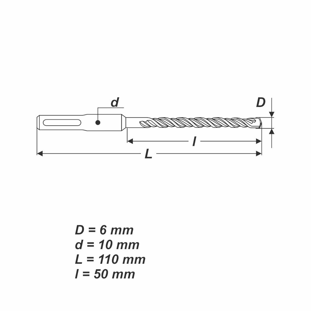 SDS Plus Ø 6 x 110 mm Betonbohrer Hammerbohrer Bohrer für Stein Mauerwerk Beton
