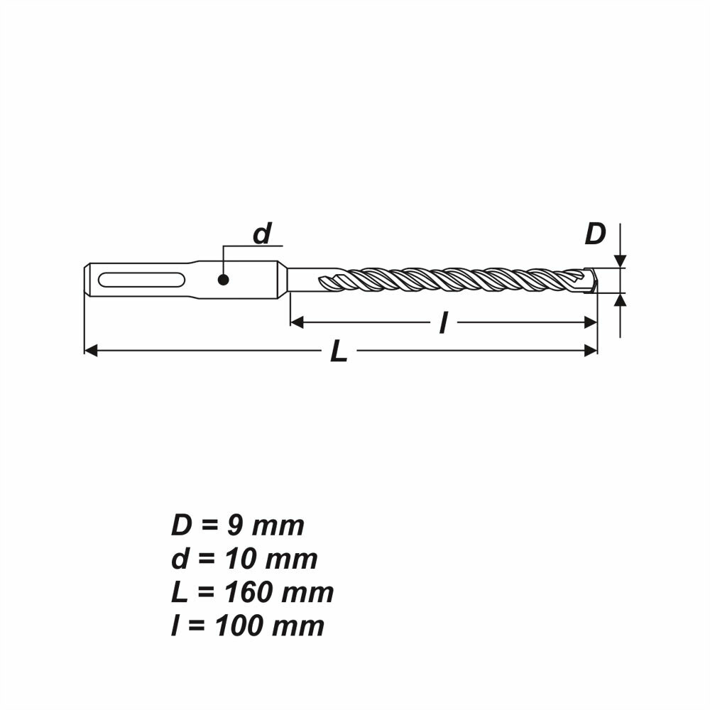 SDS Plus Ø 9 x 160 mm Betonbohrer Hammerbohrer Bohrer für Stein Mauerwerk Beton