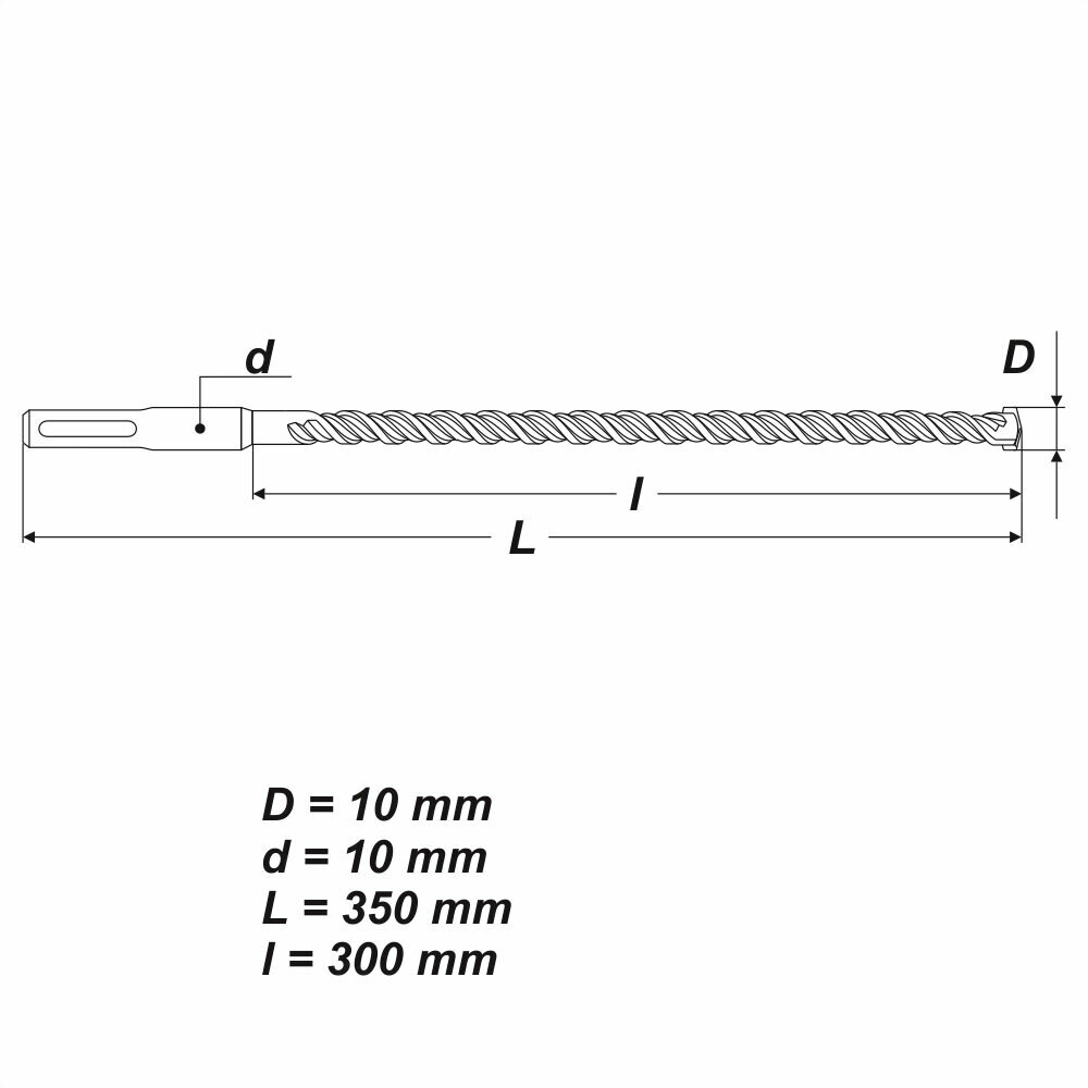 SDS Plus Ø 10 x 350 mm Betonbohrer Hammerbohrer Bohrer für Stein Mauerwerk Beton