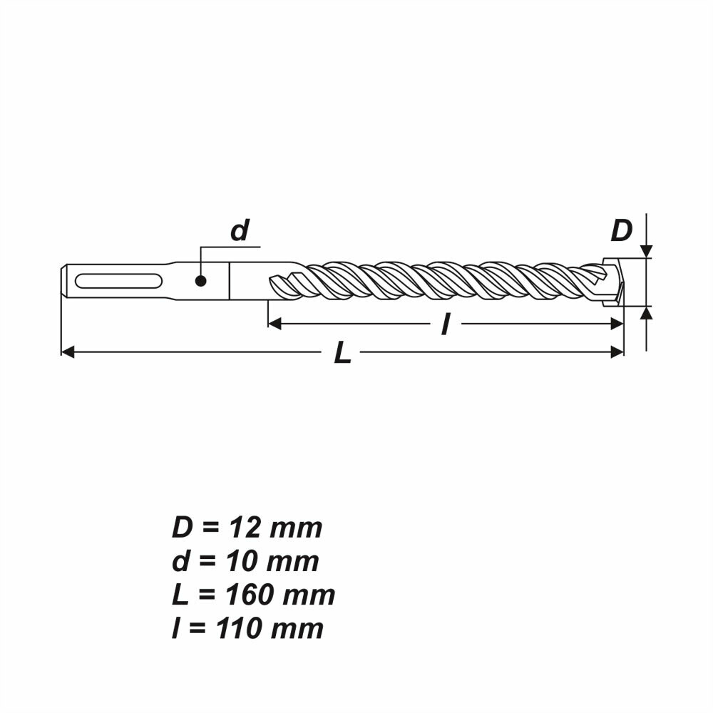 SDS Plus Ø 12 x 160 mm Betonbohrer Hammerbohrer Bohrer für Stein Mauerwerk Beton