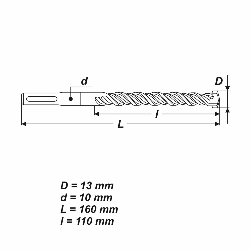 SDS Plus Ø 13 x 160 mm Betonbohrer Hammerbohrer Bohrer für Stein Mauerwerk Beton