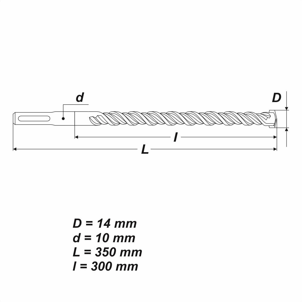 SDS Plus Ø 14 x 350 mm Betonbohrer Hammerbohrer Bohrer für Stein Mauerwerk Beton