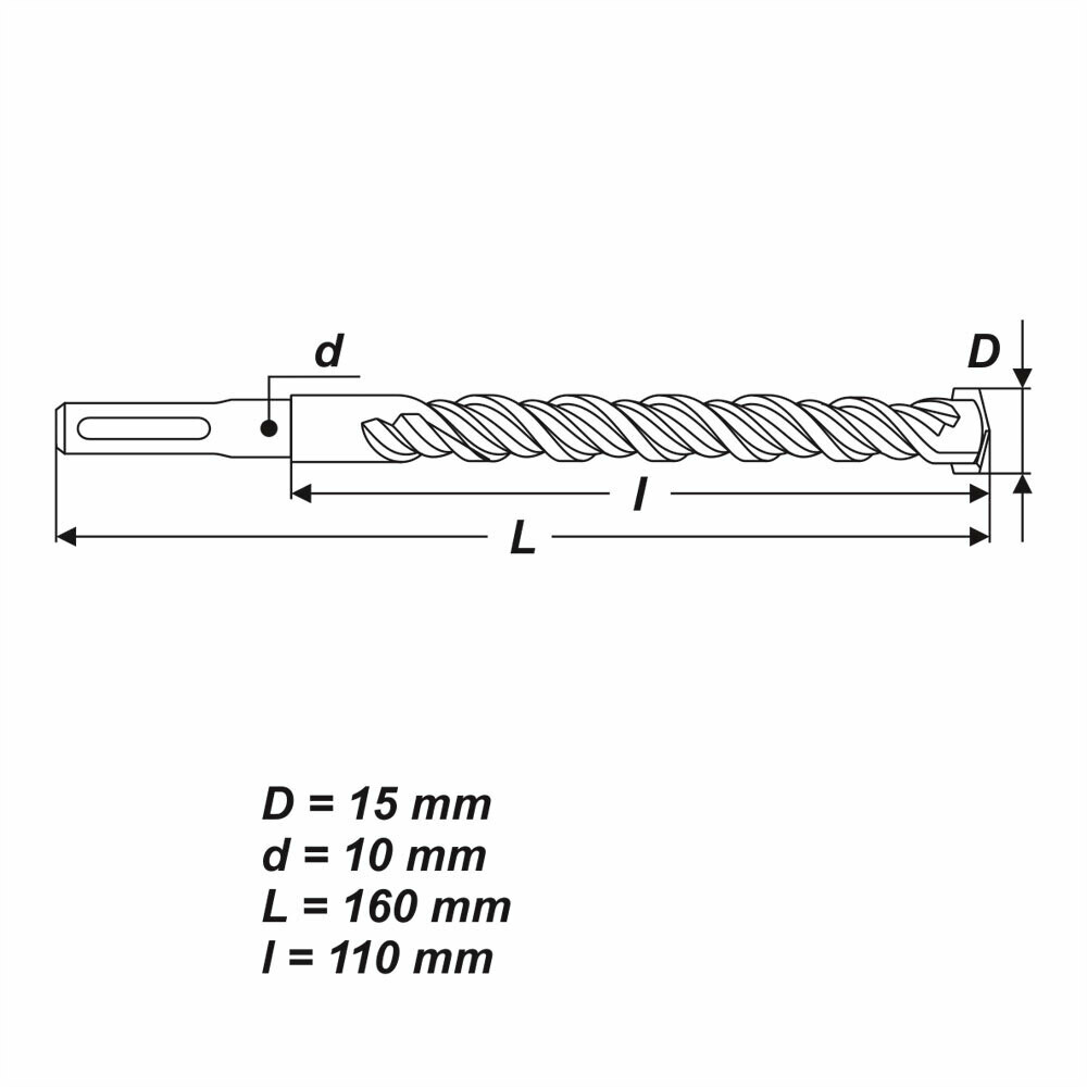 SDS Plus Ø 15 x 160 mm Betonbohrer Hammerbohrer Bohrer für Stein Mauerwerk Beton