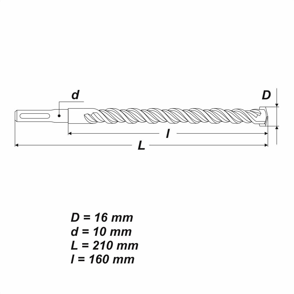 SDS Plus Ø 16 x 210 mm Betonbohrer Hammerbohrer Bohrer für Stein Mauerwerk Beton