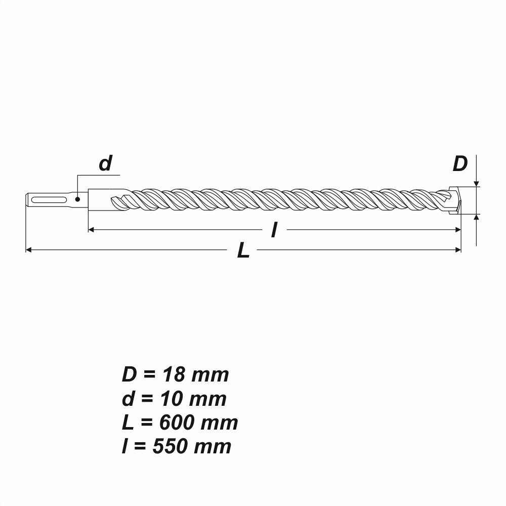 SDS Plus Ø 18 x 600 mm Betonbohrer Hammerbohrer Bohrer für Stein Mauerwerk Beton