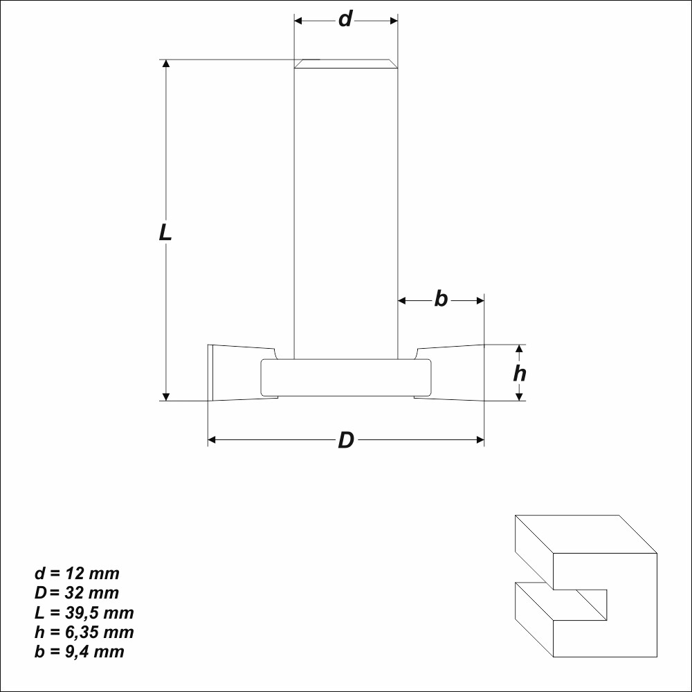 HM Scheibennutfräser 6,35 mm Ø 32 mm Schaft 12 mm Nutfräser Scheibenfräser