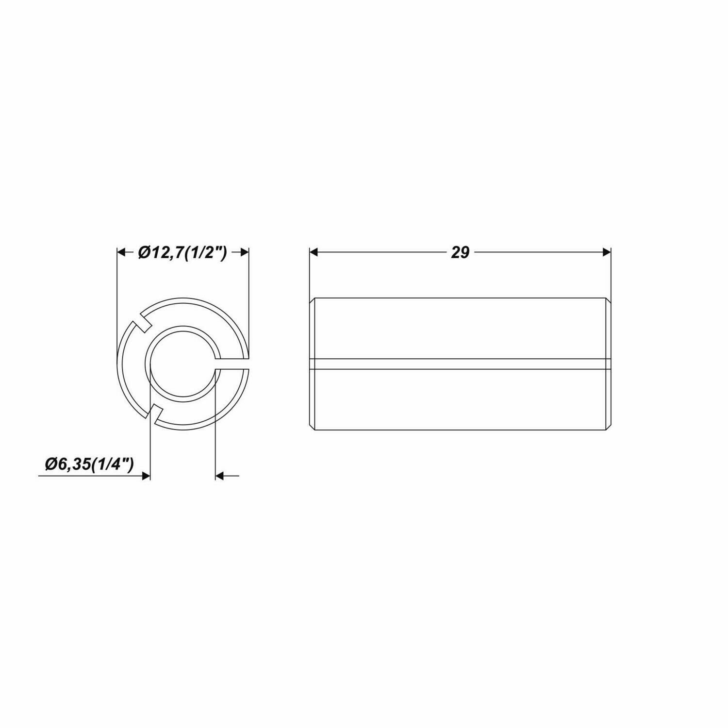 Reduzierhülse 12,7 mm (1/2 Zoll) auf Schaft 6,35 mm (1/4 Zoll) für Oberfräse