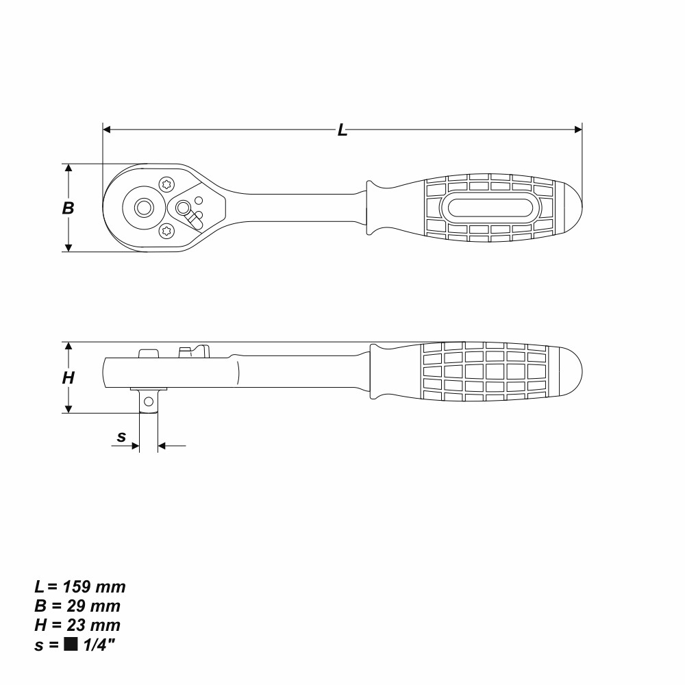 Umschaltknarre Ratschen Knarren Schlüssel 1/4" 150 mm 24 Zähne