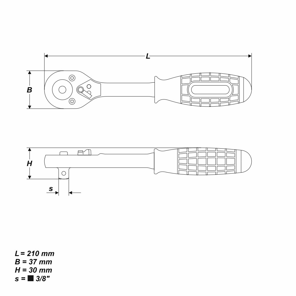 Umschaltknarre Ratschen Knarren Schlüssel 3/8" 200 mm 24 Zähne