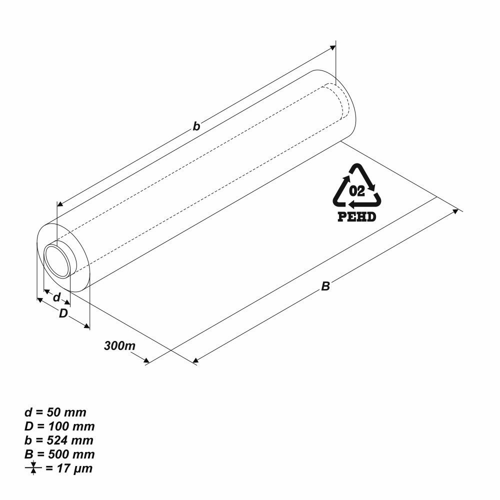Strechfolie 500 mm x 300m 20µ Pack Folie Palettenfolie Wickelfolie Transparent