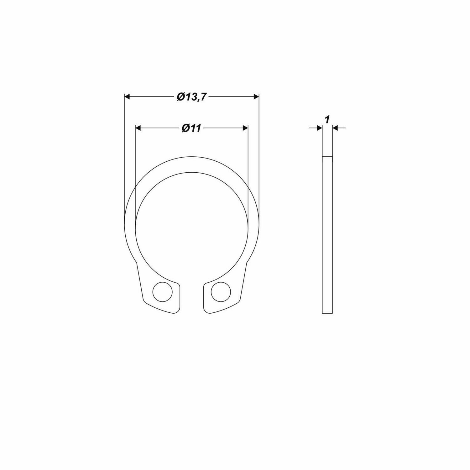 Aussen Seegerring 13,7 x 11 x 1 mm