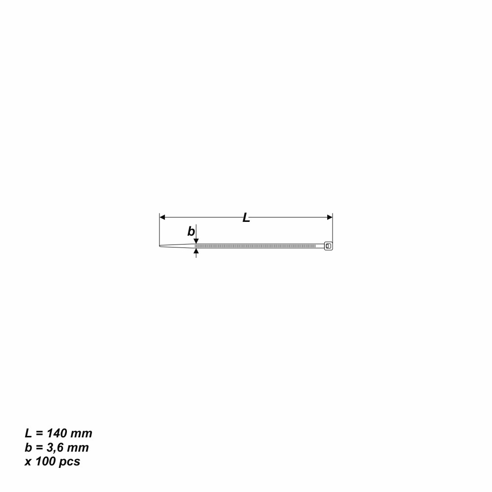 100 x UV stabil Kabelbinder Schwarz 3,6 x 140 mm Tragkraft 18,2 kg nicht lösbar